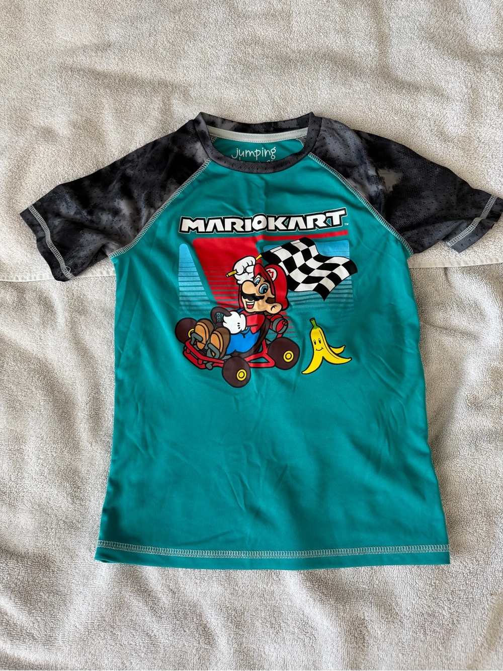 jumping beans Teal and Black Mario Kart Short Sleeve Tee